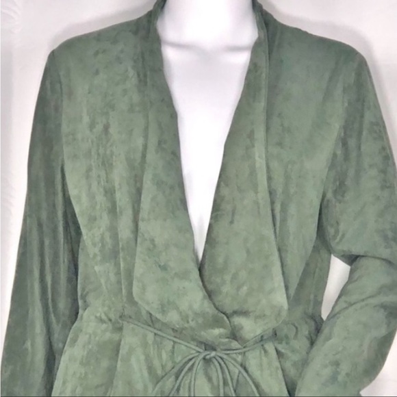 Blank NYC Sage Vegan Suedes Waterfall Lapel Drawstring Front Closure Jacket SzS - Picture 11 of 16